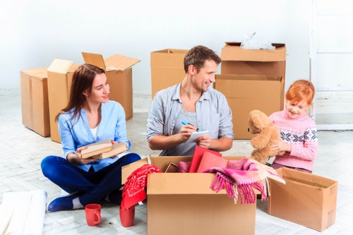 Boxes and household items prepared for a move in Balham