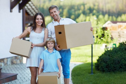 Moving team navigating a Balham residential street