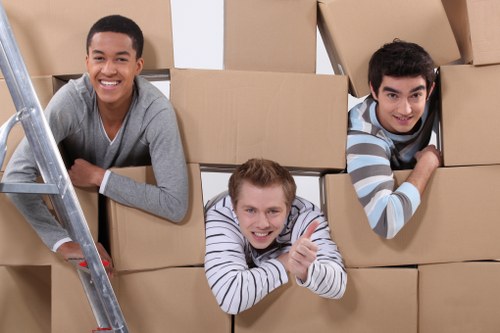 Careful loading of office items during a local move in Balham