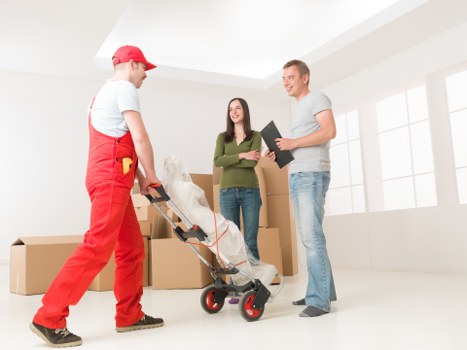 Flat move preparation with packed boxes in Balham